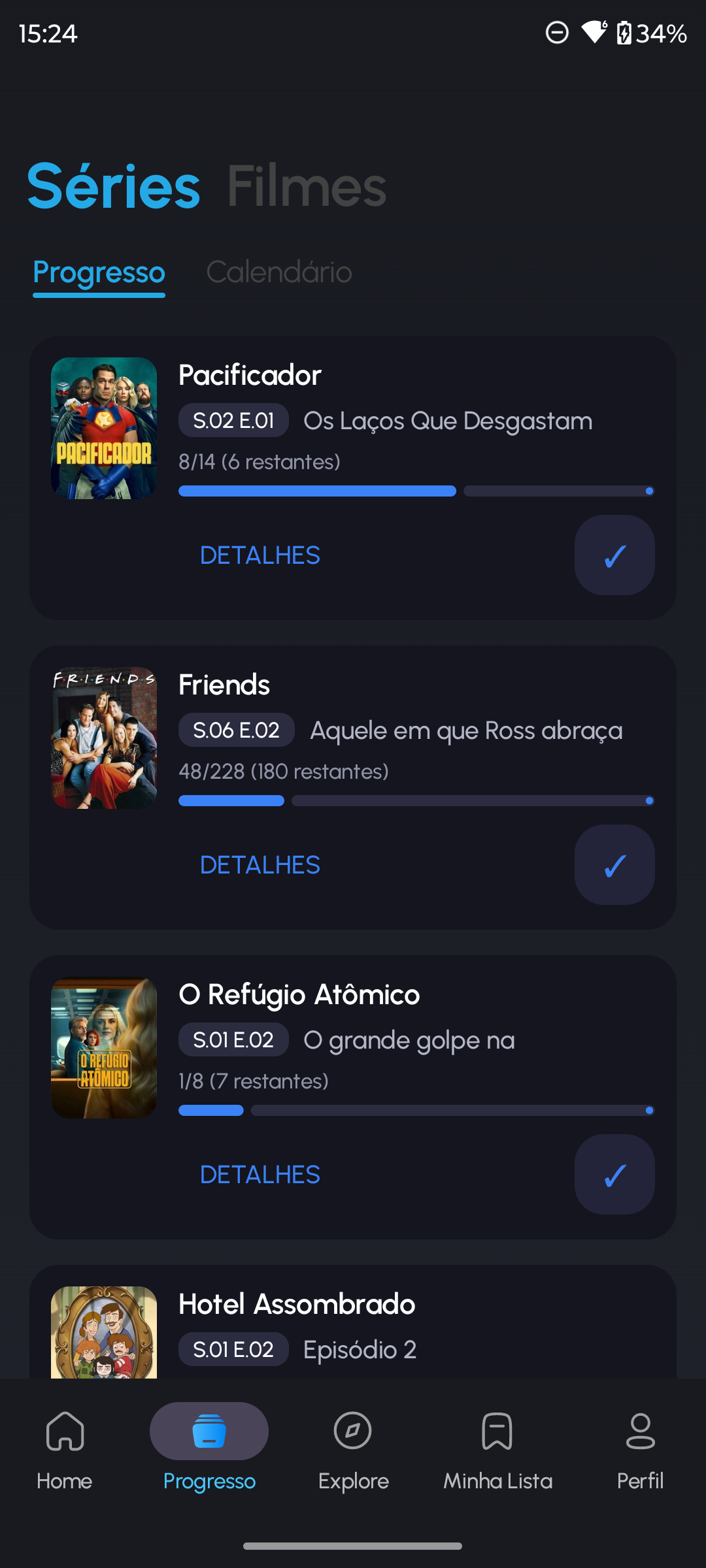 Progresso de episódios